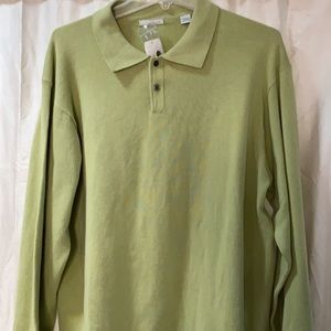 Halogen green fine knit sweater L long LL  NEW TAG